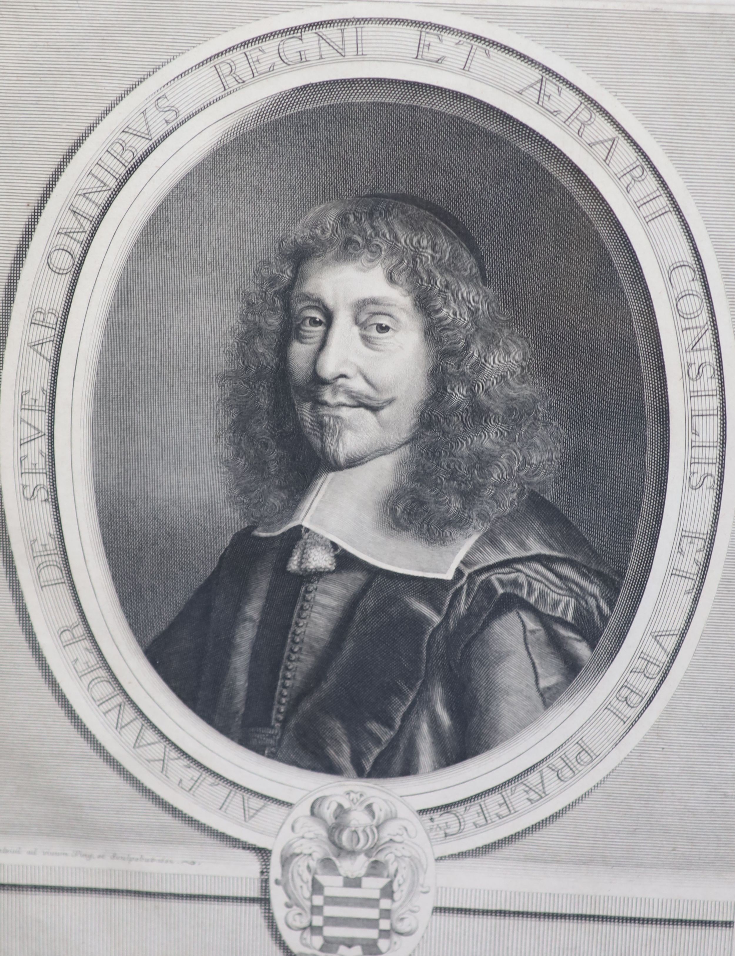 After Robert Nanteuil, Portraits of noblemen, Copper engravings (16), Largest 51 x 37cm.